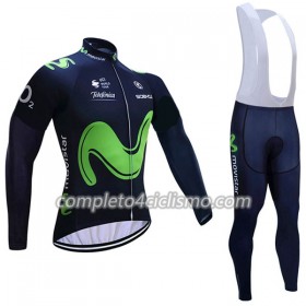 Completo Maglia ML + Pantaloncino con bretelle ML 2017 Movistar Team Donna N001